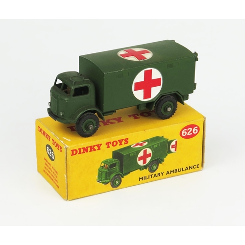 2255 - A Dinky Toys 626 Military Ambulance (Fordson) with driver, no windows in dark yellow picture box. Ne... 