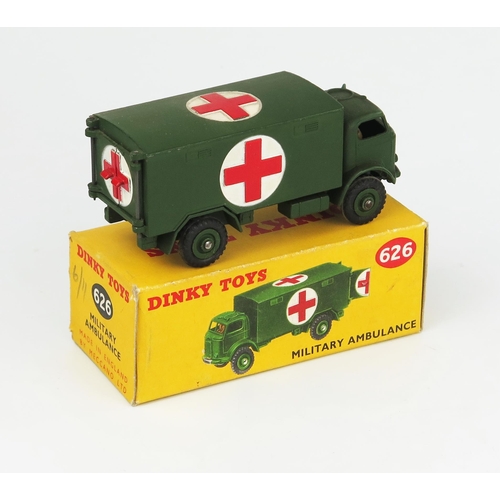 2255 - A Dinky Toys 626 Military Ambulance (Fordson) with driver, no windows in dark yellow picture box. Ne... 