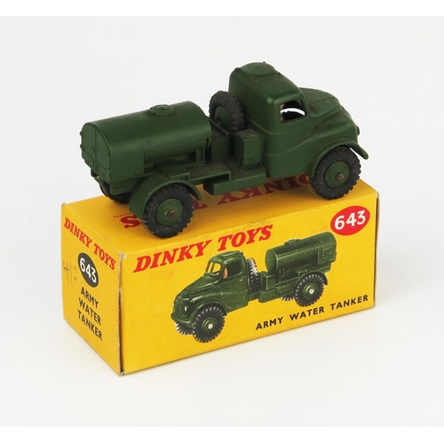 2259 - A Dinky Toys 643 Army Water Tanker with driver, no windows in dark yellow picture box. Very near min... 