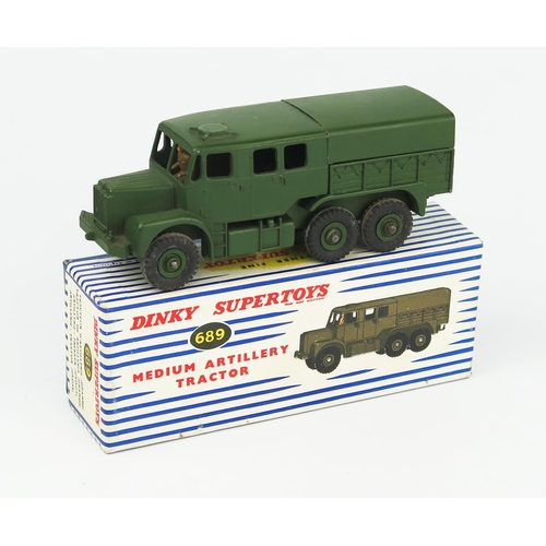 2268 - A Dinky Supertoys Medium Artillery Tractor with driver in blue/white stripe box. Near mint in near m... 