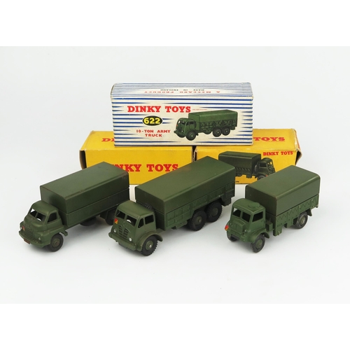 2273 - Three Dinky Toys Army Vehicles - 621 3 Ton Army Wagon, 622 10 Ton Army Truck and 623 Army Covered Wa... 