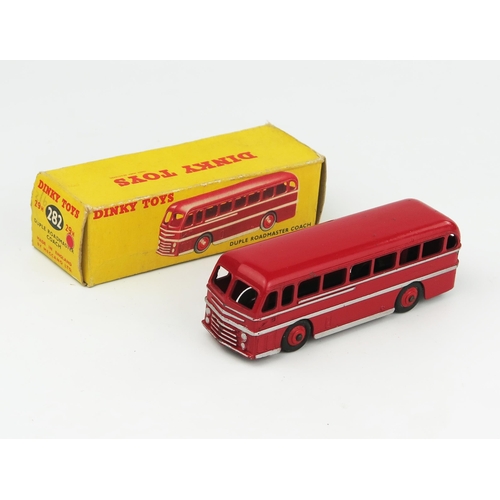 2277 - A Dinky Toys 29h/282 Duple Roadmaster Coach (Leyland Royal Tiger) in red with silver coach line and ... 