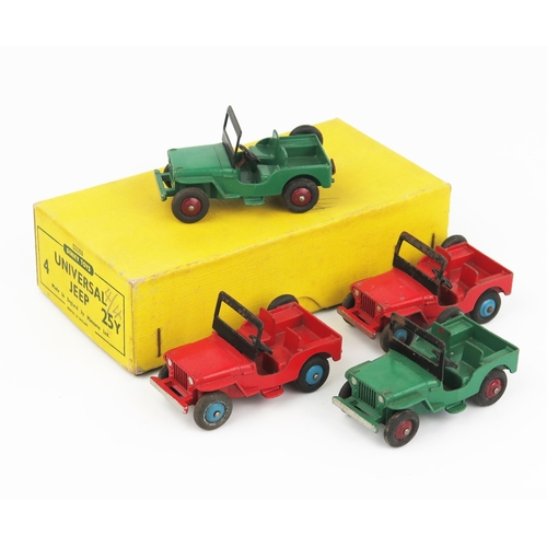 2309 - A Dinky Toys 25Y (50159) Universal Jeep Type 4 Yellow Trade Box - complete with four models, two dar... 