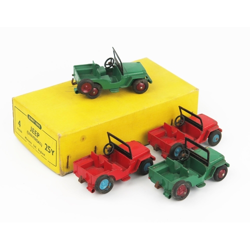 2309 - A Dinky Toys 25Y (50159) Universal Jeep Type 4 Yellow Trade Box - complete with four models, two dar... 