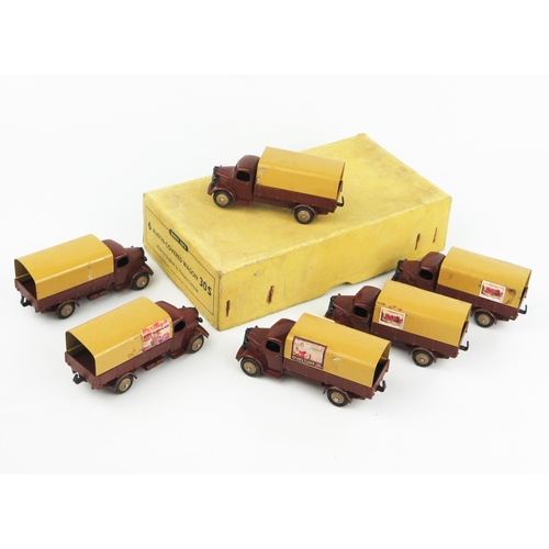 2319 - A Dinky Toys 30S Austin Covered Wagon Type 3 Yellow Trade Box for six - complete with six models in ... 