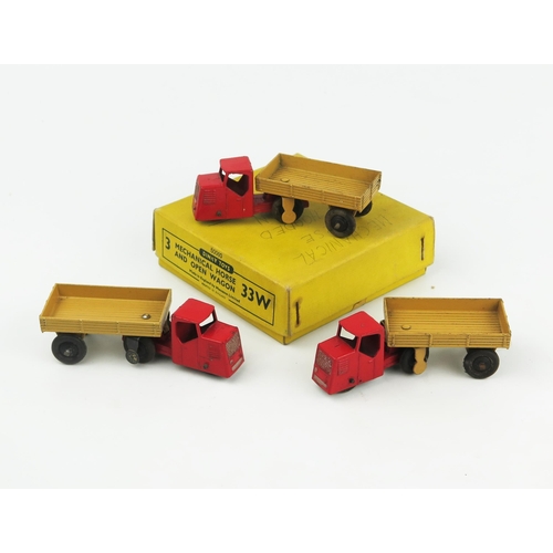 2332 - A Dinky Toys 33W (50060) Mechanical Horse And Open Wagon Type 4 Yellow Trade Box for three - complet... 