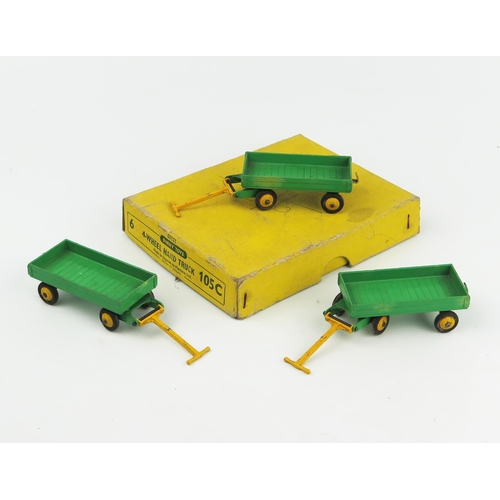 2333 - A Dinky Toys 105C (60131) 4 Wheel Hand Truck Type 4 Yellow Trade Box for six - with three models in ... 