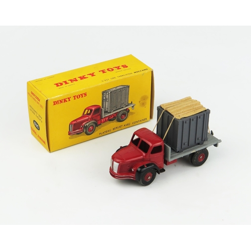 2341 - A French Dinky Toys 34B Berliet Container Truck in red/black/grey with dark grey container with lift... 