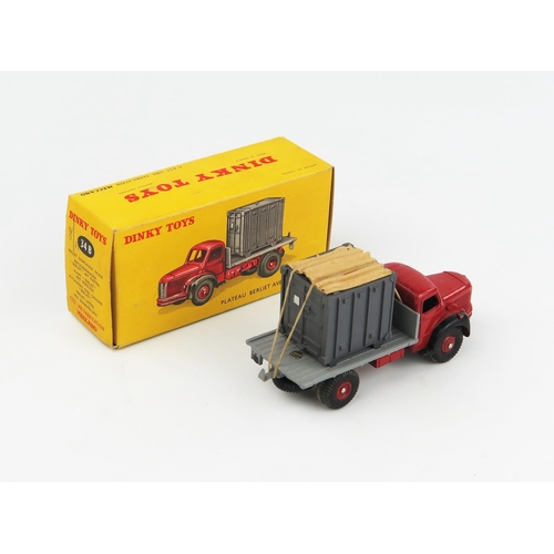 2341 - A French Dinky Toys 34B Berliet Container Truck in red/black/grey with dark grey container with lift... 