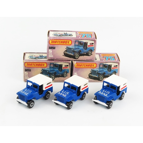 2369 - Matchbox Superfast 5c US Mail Truck trio - all in dark blue, with black interior, 5 crown wheels, wh... 