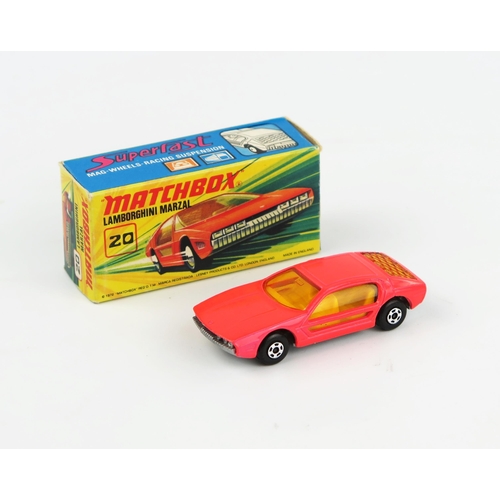 2390 - Matchbox Superfast 20a Lamborghini Marzal with rarer silver painted base - medium salmon pink, amber... 