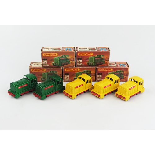 2396 - Matchbox Superfast 24c Diesel Shunter variation group - (1,2) metallic green with different labels, ... 