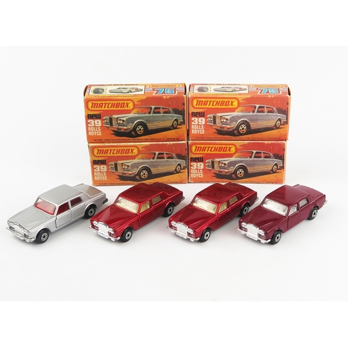 2418 - Matchbox Superfast 39b Rolls Royce Silver Shadow - all have dot-dash wheels and clear windows, (1) s... 