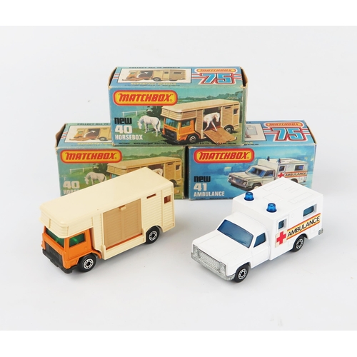 2420 - Matchbox Superfast group - 40c Horse Box with two different boxes, 41c Ambulance - mint or near to i... 