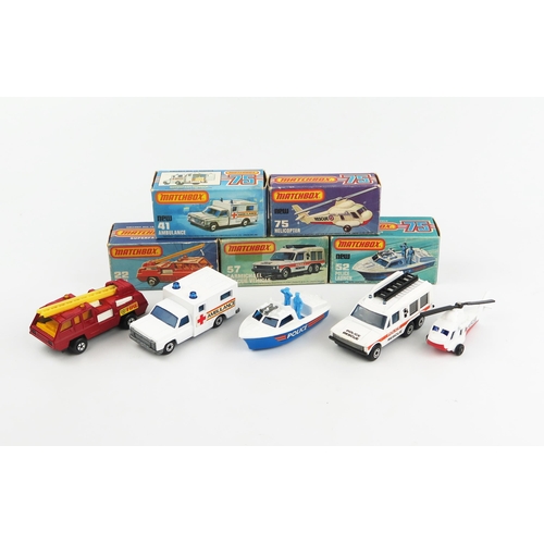 2421 - Matchbox Superfast Emergency Vehicles group in K boxes - 22c Blaze Buster, 41c Ambulance, 52b Police... 