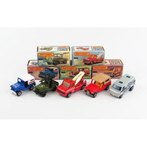 2436 - Matchbox Superfast Jeep etc. group - (1) 5c US Mail Truck - No.5 base, (2) 38c Military Jeep - No.38... 