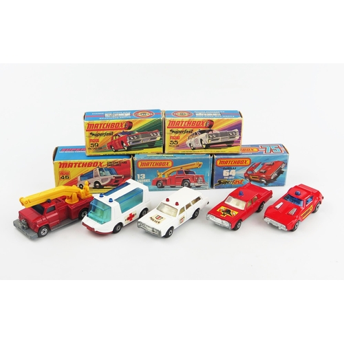 2438 - Matchbox Superfast Emergency Vehicle group - 13c Simon Snorkel, 46b Stretcha Fetcha Ambulance, 55b M... 