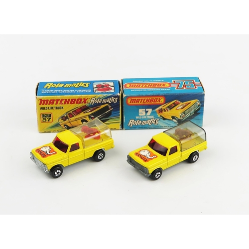 2441 - Matchbox Superfast 57c Wild Life Truck - both yellow with red windows, unpainted bases - (1) clear c... 