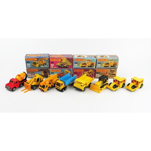 2443 - Matchbox Superfast Construction Vehicle Group - 19c Cement Truck, 48c Sambron Jack Lift, 49c Crane T... 