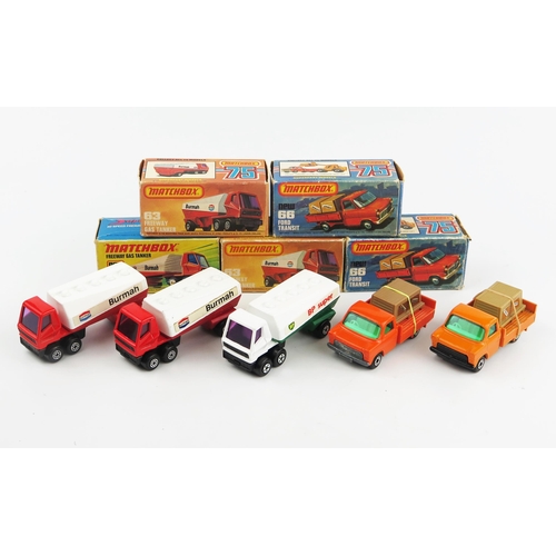 2449 - Matchbox Superfast 63b Freeway Gas Tanker and 66b Ford Transit Van variation group - mint to excelle... 