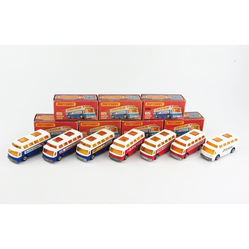 2450 - Matchbox Superfast 65c Airport Coach group - all different variations: Lufthansa, British Airways, A... 