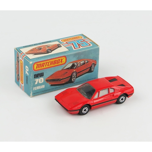 2457 - Matchbox Superfast 70d Ferrari 308 GTB - red, no tampo design, 5 arch wheels in L type box - mint in... 