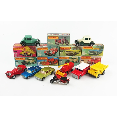 2463 - Matchbox Superfast group of nine - including 18 Hondarora, 47 Jaguar SS100, 51 Combine Harvester, 55... 