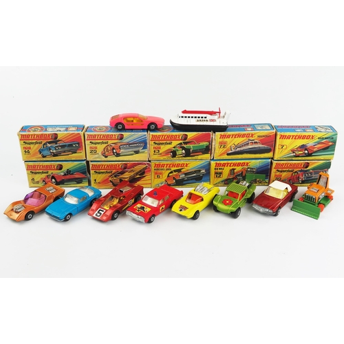 2468 - Matchbox Superfast Group of 10 in H and I type boxes - 1 Mod Rod, 4 Gruesome Twosome, 6 Mercedes 350... 