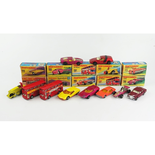 2469 - Matchbox Superfast Group of 10 including 32 Maserati  Bora, 33 Datsun 126X, 20 Marzal, 17 Londoner x... 