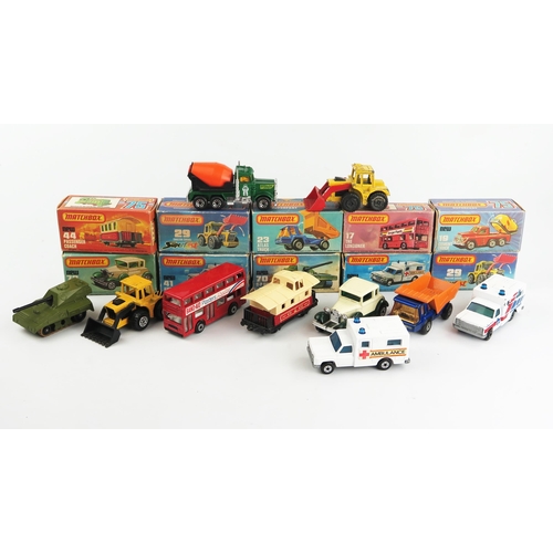 2470 - Matchbox Superfast Group of 10 including 41 Ambulance x2,19 Cement Truck, 70 SP Gun, 17 Londoner, 23... 