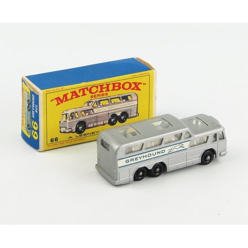 2483 - Matchbox Regular Wheels 66c Greyhound Coach - rarer first issue Stannard Code 1 - silver grey, clear... 