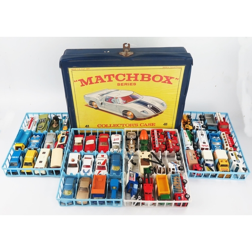 2490 - Matchbox 48 Car Carry Case displaying 41 Ford GT filled with later Lesney England Matchbox Superfast... 