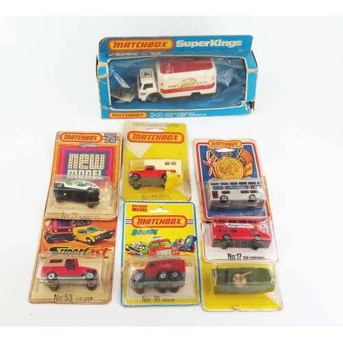 2493 - Seven Matchbox Superfast Carded (mostly opened) and K-19 Security Truck