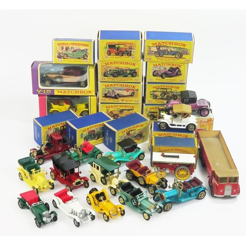 2511 - Sixteen Matchbox Models of Yesteryear, mid to late 60's, an early Corgi Classics and repainted Dinky... 