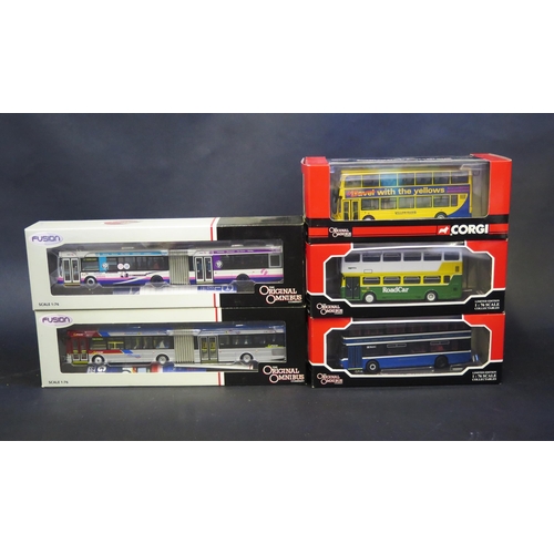 2523 - 5 Corgi Original Omnibus 1:76 Scale Model Buses including OM41301, OM41303 Wright Bendy Buses, OM412... 