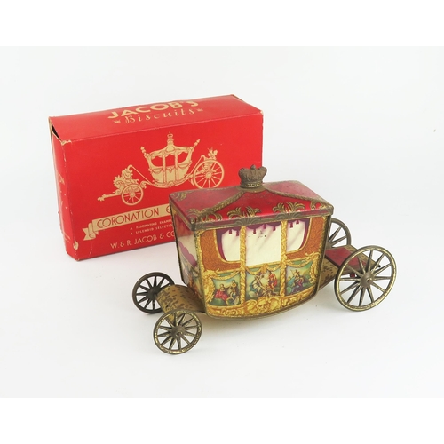 2559 - A Jacob's Biscuits Coronation Coach Novelty Biscuit Tin (23cm) - complete with light surface rusting... 