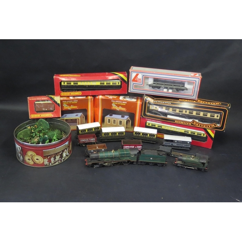 2567 - A Collection of OO Gauge - mainly Hornby, two locos, rolling stock, passenger coaches, buildings etc... 