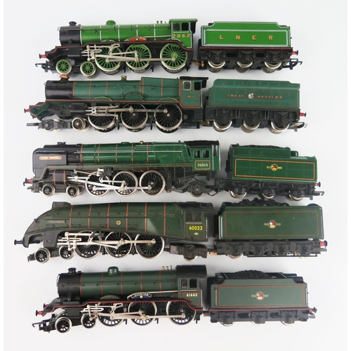 2569 - 5 Hornby OO Gauge 4-6-2 and 4-6-0 Locomotives and Tenders including Mallard, 