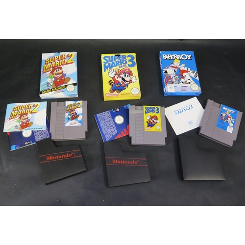 2605 - 3 Nintendo NES Games - Super Mario Bros. 2 & 3 and Paper Boy - all excellent in boxes with sleeves (... 