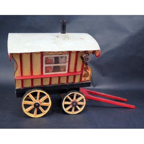 2611 - A Large Hand Built Model of a Gypsy Caravan - hand painted wooden construction with aluminium roof (... 