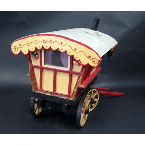 2611 - A Large Hand Built Model of a Gypsy Caravan - hand painted wooden construction with aluminium roof (... 