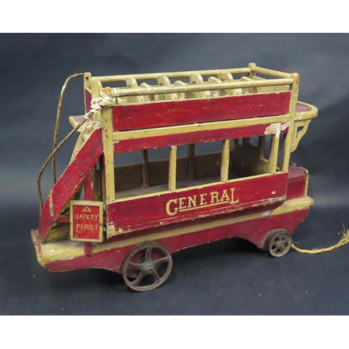 2612 - A Large Early Scratch Built Wooden Model of a B type bus 