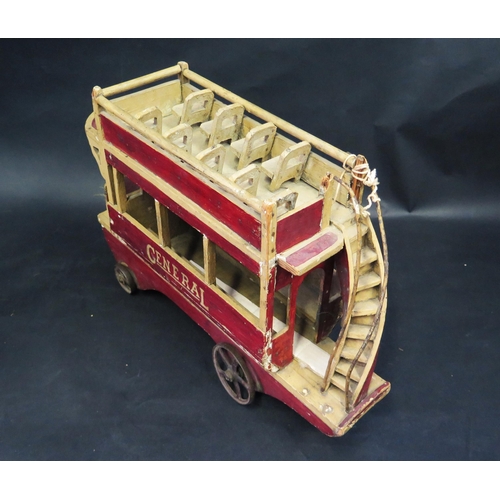 2612 - A Large Early Scratch Built Wooden Model of a B type bus 