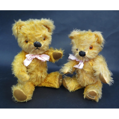 2620 - Two Merrythought Vintage Teddy Bears - both blonde with brown feet and black noses (tallest 39cm)