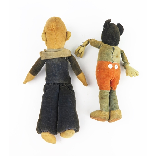 2622 - A Circa 1930's Dean's Rag Book Mickey Mouse Plush Toy (17.5cm) and Sailor Boy (22cm) a/f