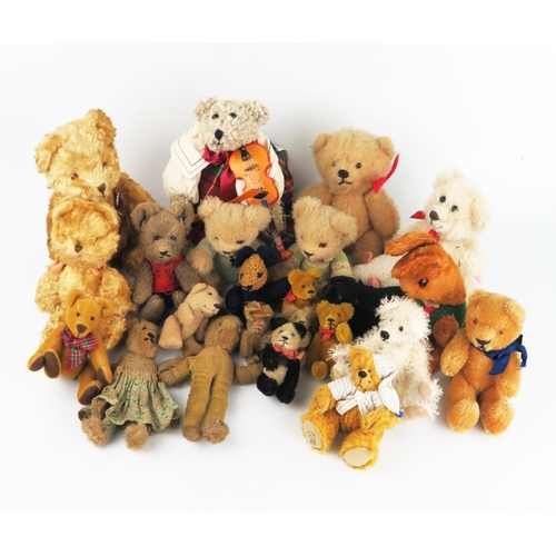 2623 - A Collection of Vintage Small and Miniature Teddy Bears, Pandas, clockwork dog, rabbits etc. (smalle... 