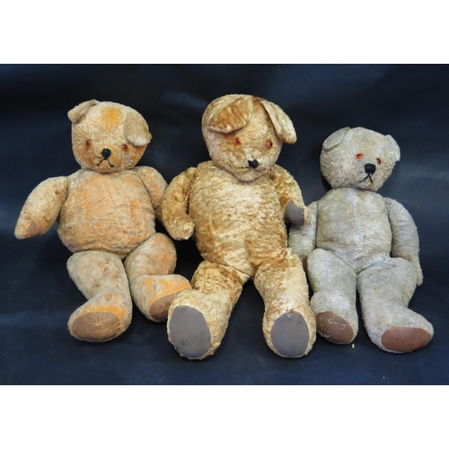 2629 - Three Large Vintage Teddy Bears, one with growler (tallest 74cm)