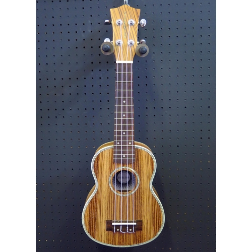 2654 - Excelsior Soprano Ukulele - zebrawood, abalone decoration - ex-shop stock in shipping box with fancy... 