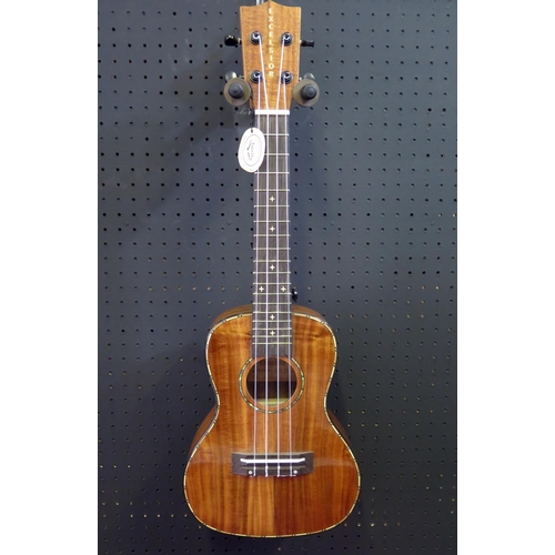 2658 - Excelsior DDS-24 Concert Ukulele - koa, abalone sound hole decoration, gloss finish, black hardware ... 