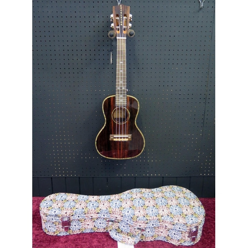 2663 - Excelsior LA10-24 Concert Ukulele - ebony, gloss finish, abalone decoration, slotted headstock, arch... 